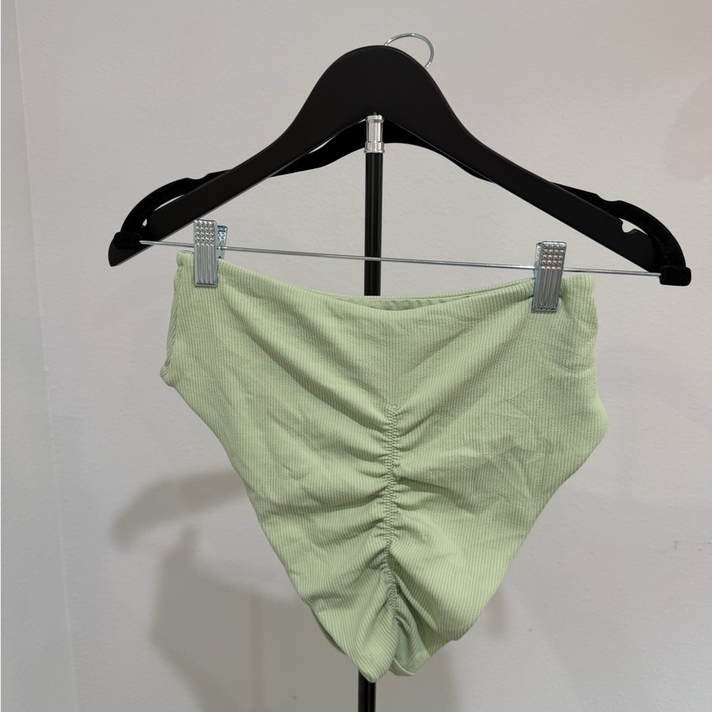 Tularosa Light Green Ribbed High-Rise Bikini Bottom